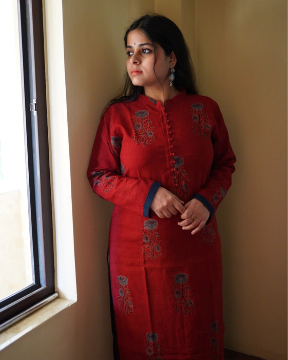 DIVYA FULL SLEEVE AJRAKH KURTA