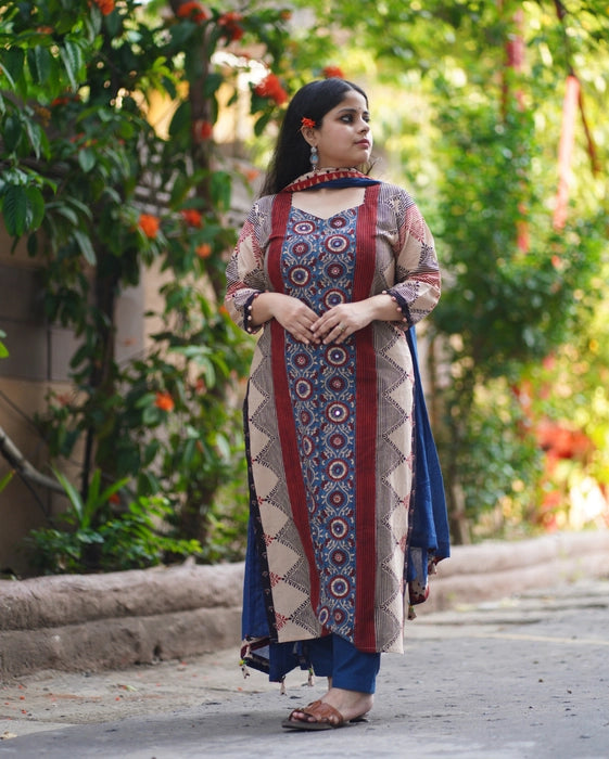 BIJAYA MIRROR WORK AJRAKH KURTA