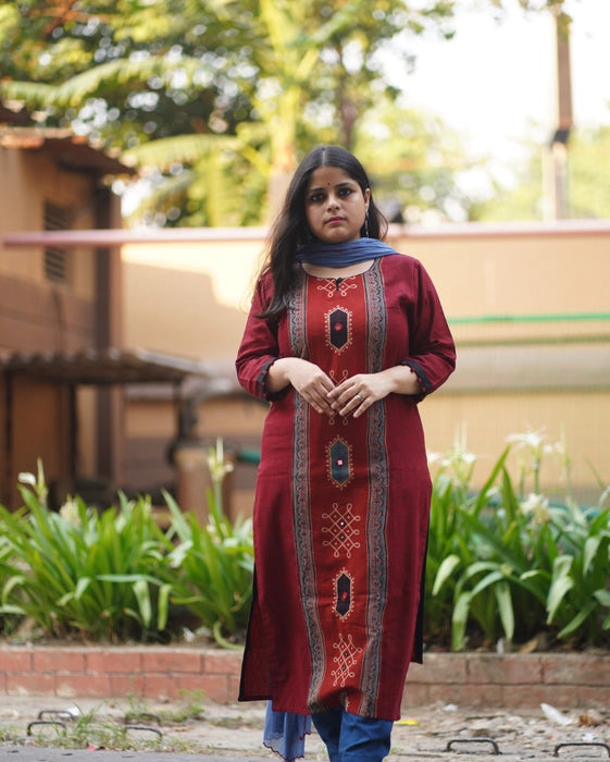 SAMANTHA KOLAM INSPIRED KURTA SHADE MAROON