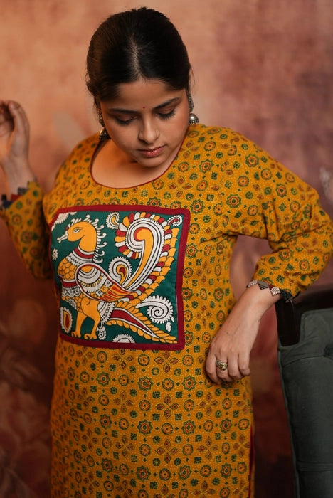HANDPAINTED AJRAKH KURTA