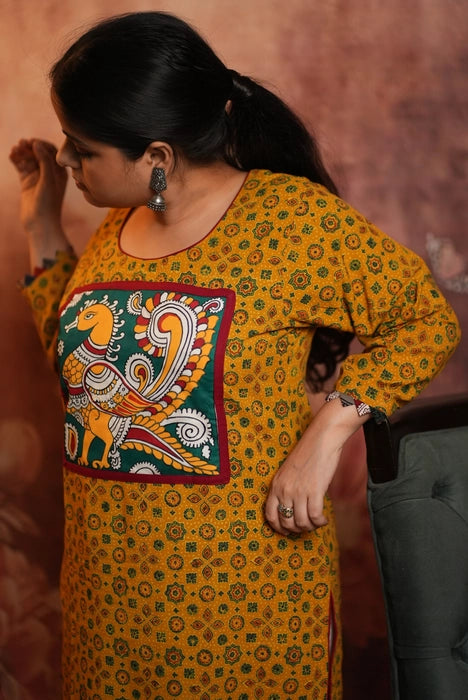 HANDPAINTED AJRAKH KURTA