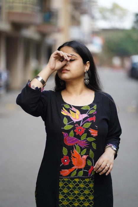 BENGAL KANTHA EMBROIDEREDAJRAKH PATCH WORK KURTA