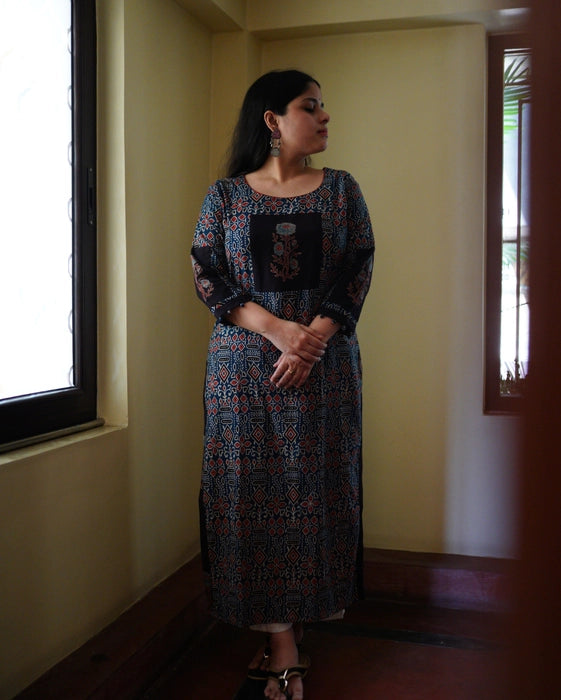 SITAAR TRIBAL PRINTED AJRAKH PATCHWORK KURTA