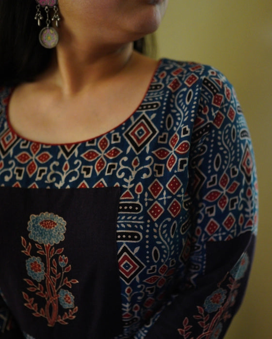 SITAAR TRIBAL PRINTED AJRAKH PATCHWORK KURTA