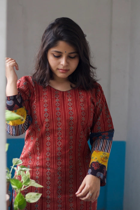 KASHISH MIX AND MATCH AJRAKH KURTA