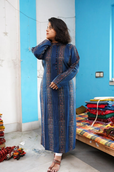 ISHANI FULL SLEEVE AJRAKH KURTA
