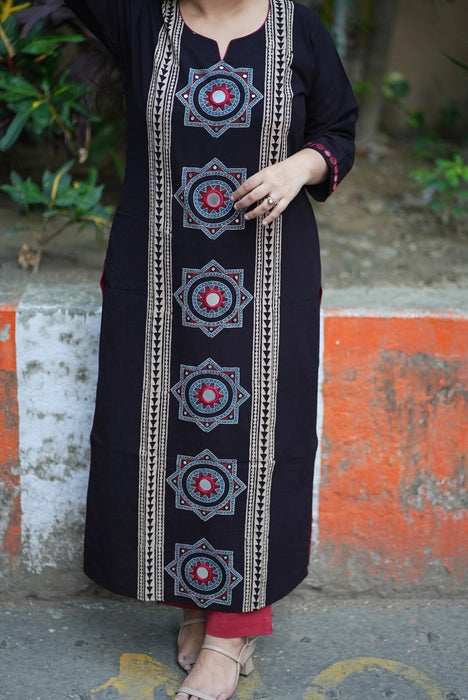 TAMARIND MIRROR WORK AJRAKH KURTA