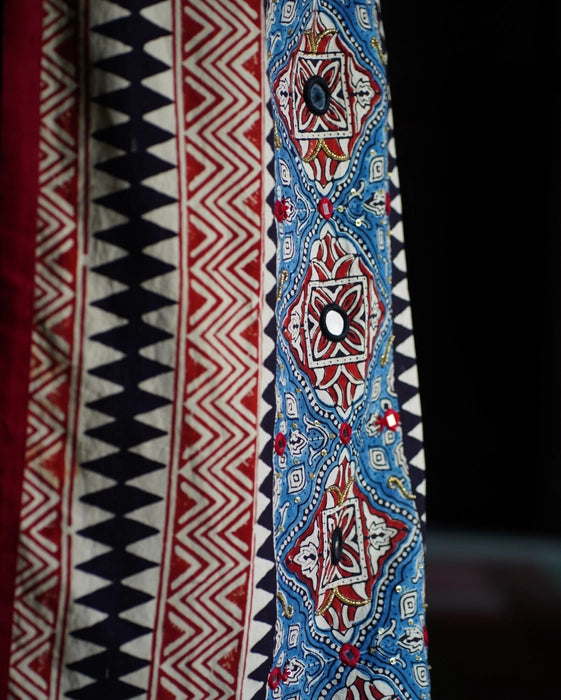 MIRZA MIRROR WORK AJRAKH KURTA