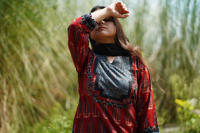 DHEU PATCH WORK AJRAKH KURTA