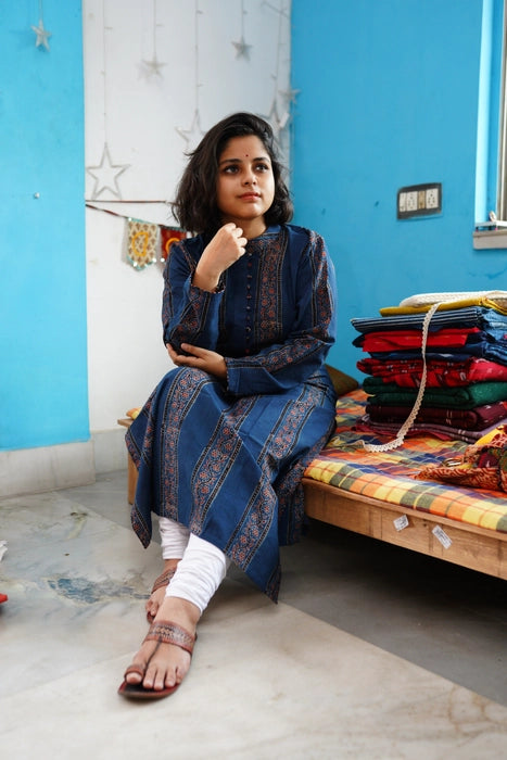 ISHANI FULL SLEEVE AJRAKH KURTA