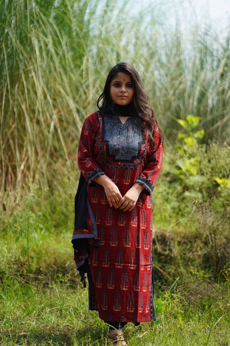 DHEU PATCH WORK AJRAKH KURTA