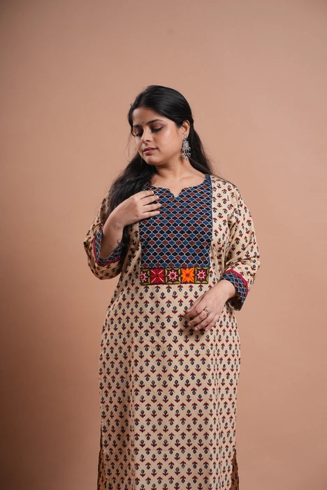 KUTCH WORK MIRROR WORK AJRAKH KURTA