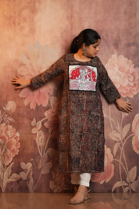 KALINGA KRISHNA HANDPAINTED AJRAKH KURTA