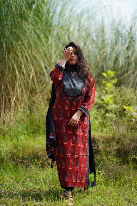 DHEU PATCH WORK AJRAKH KURTA