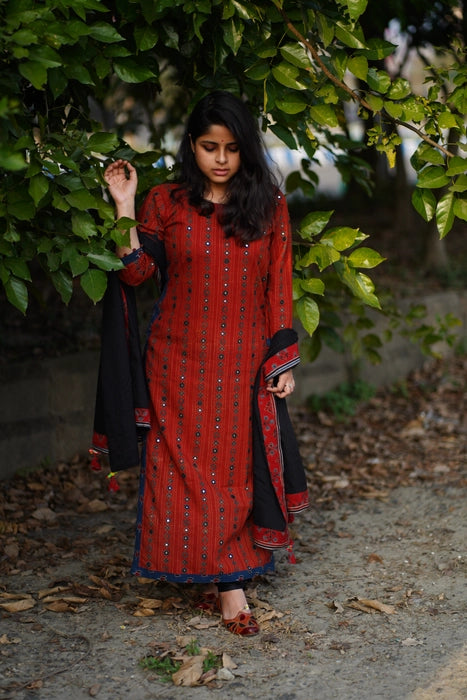 RAMELA MIRRORWORK AJRAKH KURTA