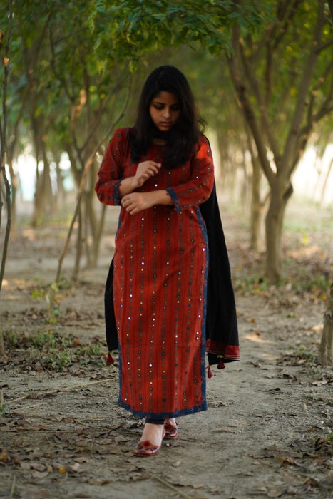 RAMELA MIRRORWORK AJRAKH KURTA