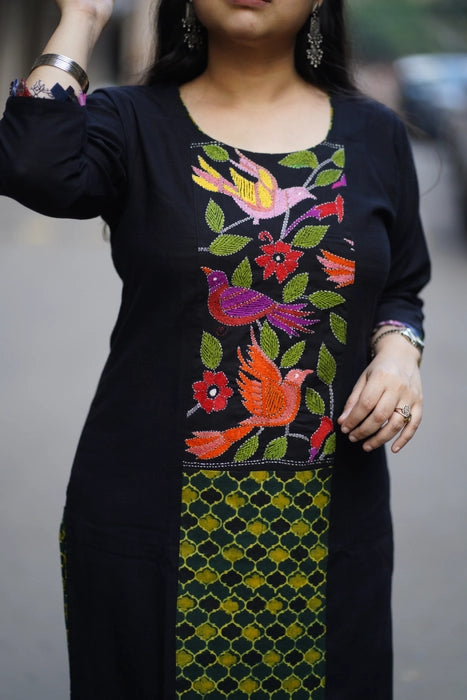 BENGAL KANTHA EMBROIDEREDAJRAKH PATCH WORK KURTA