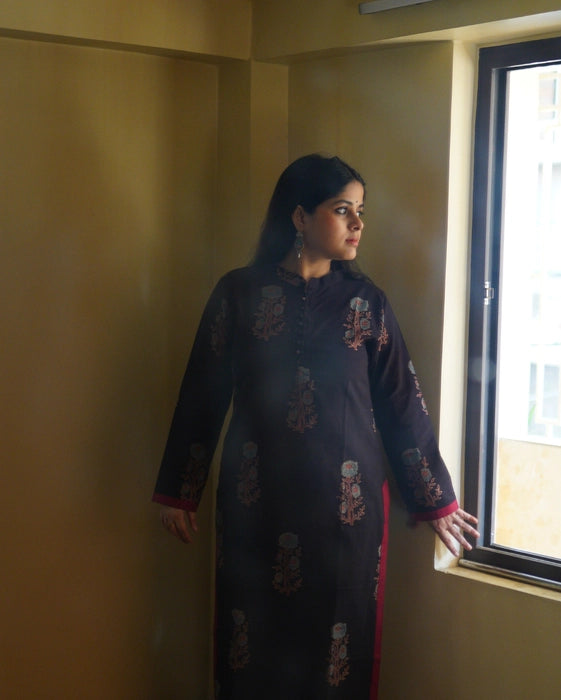 TANUJA FULL SLEEVE AJRAKH KURTA