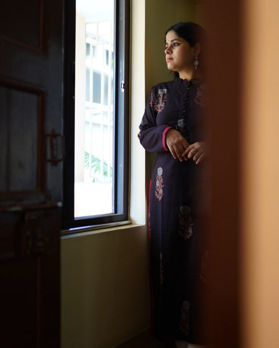 TANUJA FULL SLEEVE AJRAKH KURTA
