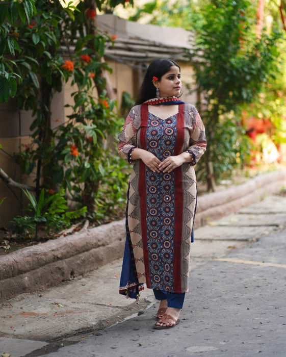 BIJAYA  MIRROR WORK AJRAKH KURTA