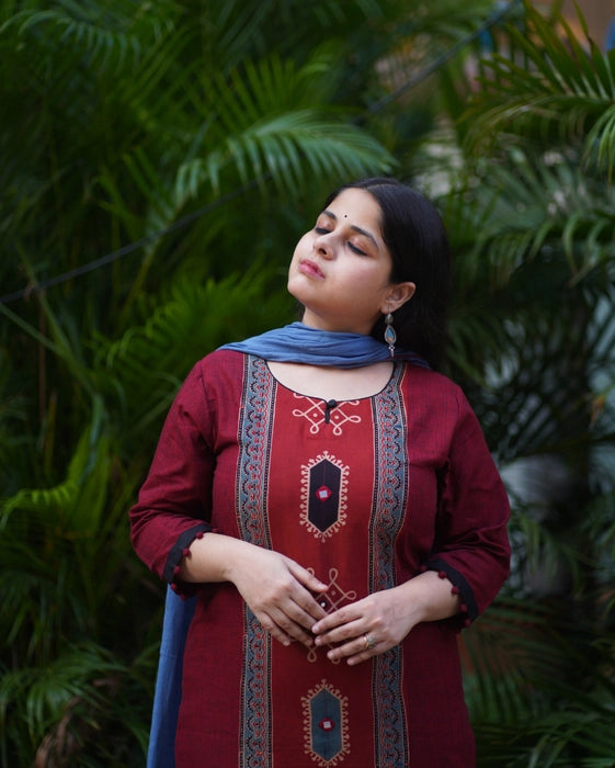 SAMANTHA KOLAM INSPIRED KURTA SHADE MAROON
