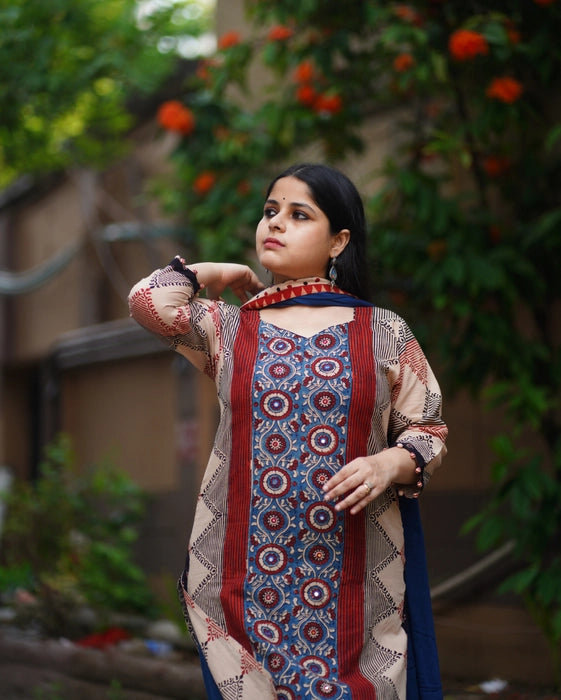 BIJAYA  MIRROR WORK AJRAKH KURTA