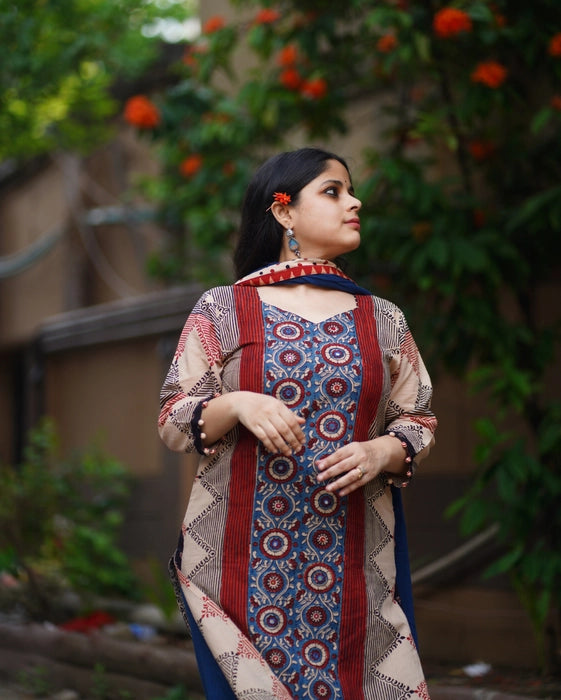 BIJAYA  MIRROR WORK AJRAKH KURTA