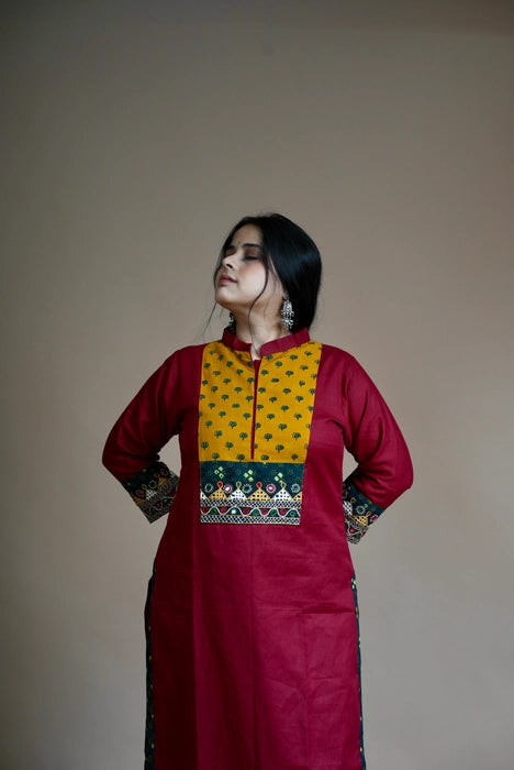 PATCH WORK KUTCH EMBROIDERED AJRAKH KURTA