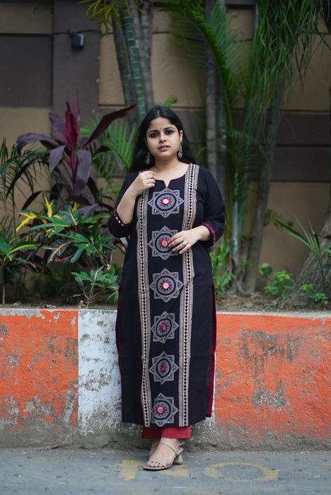 TAMARIND MIRROR WORK AJRAKH KURTA
