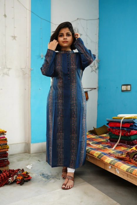 ISHANI FULL SLEEVE AJRAKH KURTA