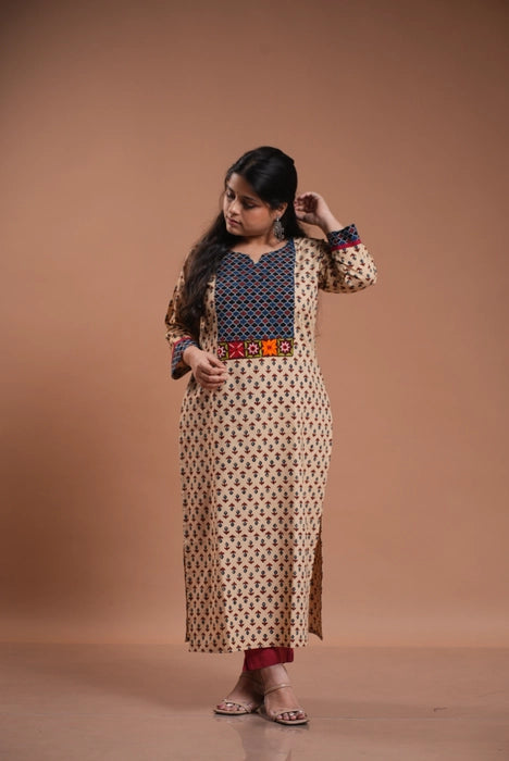 KUTCH WORK MIRROR WORK AJRAKH KURTA