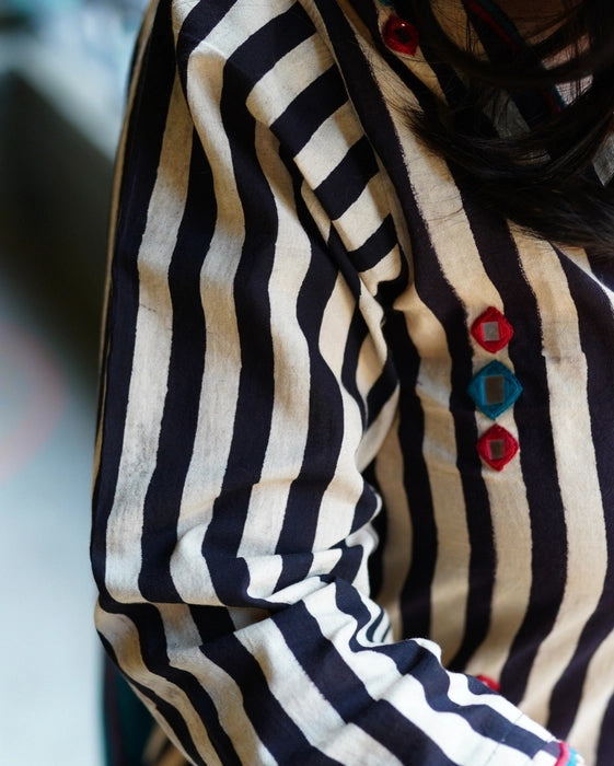 KASHISH MIRROR WORK AJRAKH KURTA