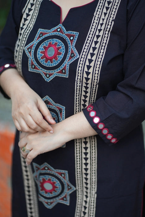 TAMARIND MIRROR WORK AJRAKH KURTA